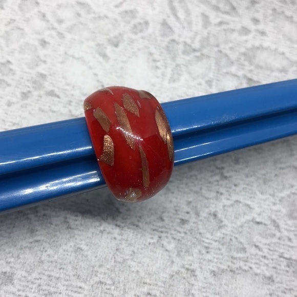 Bundle lot 2 foil art glass statement rings boho - Picture 8 of 9